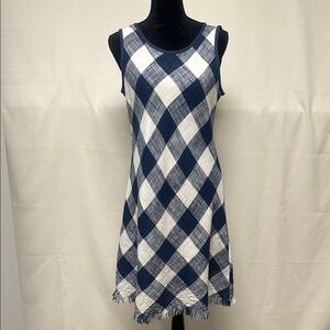 Tribal dress, size 12.  Blue and White Checkered Sleeveless Dress